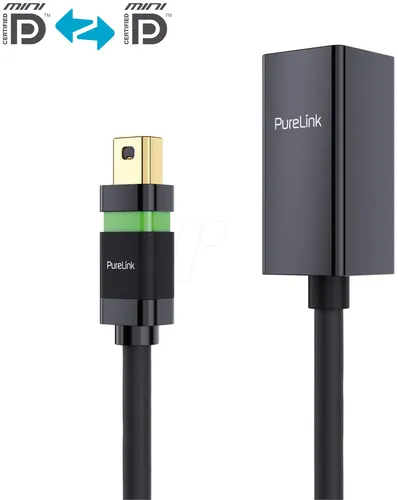 PURE ULS2300-020 - MiniDP 1.2 Stecker auf Buchse, Ultimate Serie, schwarz, 2,0 m