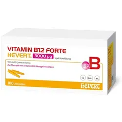 Vitamin B12 Forte Hevert 3000 µg Injektionslösung 100x2 ml - Hochdosiertes Vitamin B12 zur Unterstützung der Vitalität und Leistungsfähigkeit. Ideal für eine gezielte Anwendung bei Mangelzuständen, schnell wirksam durch Injektion.