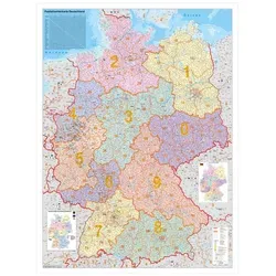 STIEFEL Pinnwand Deutschland PLZ-Karte zum Pinnen auf EasyPrint-Platte, 80 x 105 cm