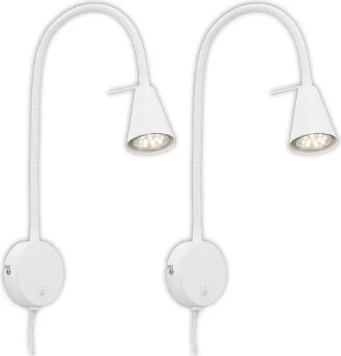 Briloner Tusa 2er Set LED Leselampe, Schwenkbar, Warmweiß - Stilvolles 2er Set LED Leselampen für gemütliche Leseecken. Mit schwenkbarem Flexarm und warmweißem Licht schaffen Sie eine einladende Atmosphäre. Ideal für Schlafzimmer und vielseitig einsetzbar.
