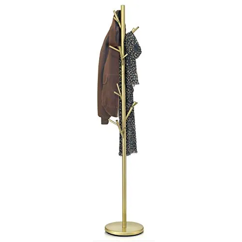 IDIMEX Kleiderständer ZENO aus Metall - Eleganter Garderobenständer in Gold, ideal für Jacken und Accessoires mit 6 praktischen Haken und stabiler Metallfußplatte für sicheren Stand.