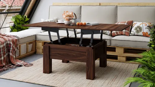 Höhenverstellbarer Couchtisch Oslo - 2-in-1 Design - Modernes Couchtisch-Esstisch-Design, höhenverstellbar von 49 auf 76 cm und ausziehbar von 80 auf 160 cm. Ideal für kleine Räume und vielseitig einsetzbar.