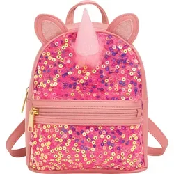Kinderrucksack Glitzer Pailletten Mädchen, Prinzessinenrucksack Kinder klein, 24x22x8cm, 4L, Krone Pink