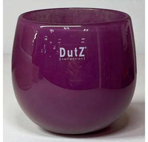 Dutz Vase Pot VIOLET, Lila, H 11 cm D 13 cm – Stilvolle Tischvase aus Glas - Moderne Tischvase aus mundgeblasenem Glas in Lila, ideal für kreative Arrangements. Perfekt für Flur, Wohnzimmer oder Esszimmer.