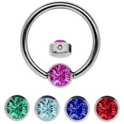 Nasenpiercing ADELIA ́S "Piercing  Piercing Nasenpiercing", Damen, bunt, Titan, modisch, Piercings, Titan Set - Ring mit + 5 Wechsel Klemmplatten mit bunten Steinen