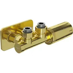 Mexen G05 Thermostat-Winkelset Gold DN50 - Hochwertiges Thermostat-Winkelset für Zentralheizungsradiatoren, gefertigt aus langlebigem Messing und Edelstahl. Ideal für eine zuverlässige und elegante Heizungsregelung.