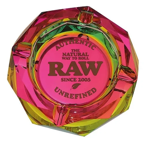 Raw Rainbow Glass Ashtray - Mehrfarbiger Aschenbecher aus Glas - Stylischer Aschenbecher aus Glas in Regenbogenfarben, ideal für RAW-Fans und ein echter Hingucker in jedem Raum.