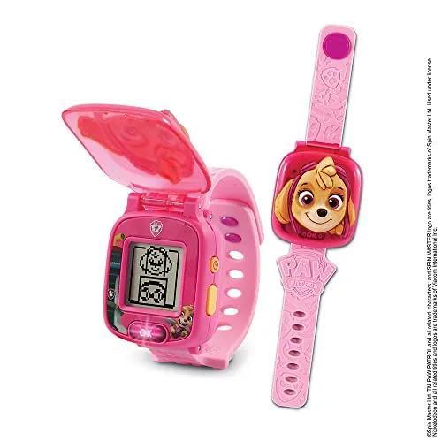VTech - Paw Patrol, die interaktive Spieluhr von Stella, Kinderuhr mit Klappdeckel, Anime-Bildschirm, weiches Armband, 12 Zifferblätter, 4 Spiele, Geschenk für Kinder von 3 Jahren bis 7 Jahren –