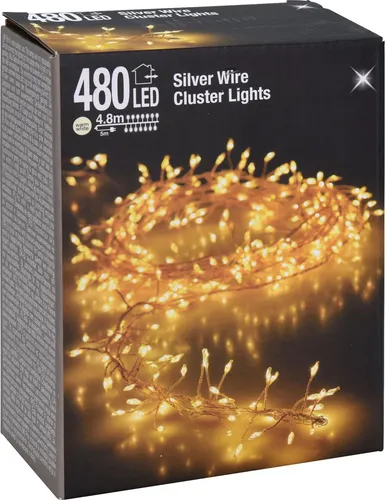 Spetebo Cluster Micro Lichterkette 480 LED warmweiß - 480 cm, flexible Drahtlichterkette mit IP44 Spritzwasserschutz für Innen und Außen, perfekt für Weihnachtsdekoration