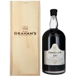 W. & J. Graham's Tawny Port 10 Jahre 4,5l in edler Holzkiste - Dieser 10 Jahre alte Tawny Port von W. & J. Graham's kommt in einer beeindruckenden 4,5-Liter-Flasche und eignet sich perfekt für besondere Anlässe oder als exklusives Geschenk. Hergestellt mit höchstem Qualitätsanspruch, begeistert er mit eleganten Aromen.