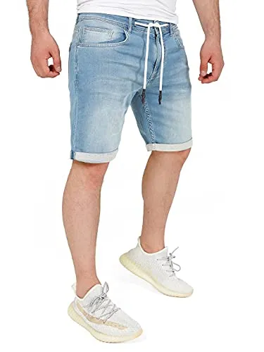 WOTEGA Sweat Jeans Shorts Diego für Männer – Stilvolle Sommerhose - Moderne Herren Sweat Shorts in Denim Optik. Ideal für heiße Tage, bietet der bequeme Materialmix aus Baumwolle und Elastan optimale Bewegungsfreiheit. Vielseitig kombinierbar für trendige Outfits.