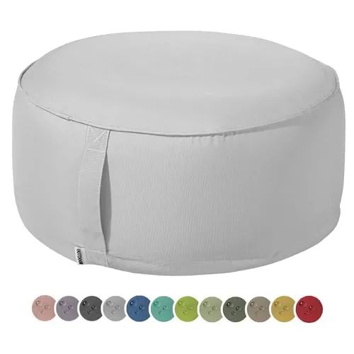 heimtexland Outdoor Pouf Sitzkissen wetterfest Garten Bodenkissen ausblasbar Fußhocker Yoga Lounge Hocker Tisch Party Deko Sitzsack 25x55 Typ551 Hellgrau