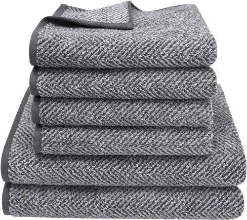 Dyckhoff Handtuch Set Golden Shades Herringbone - Handtuch-Set mit 4 Handtüchern und 2 Duschtüchern, aus hochwertigem Walkfrottier, verleiht Ihrem Bad stilvollen Charme und bietet angenehme Weichheit mit 500 g/m².