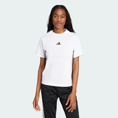 adidas Damen Essentials 3-Stripes Cotton T-Shirt, White/Black, L - Stylisches Shirt aus 100% Baumwolle mit regulärer Passform, ideal für Freizeit und Sport, 3-Streifen Logo verleiht einen sportlichen Look.