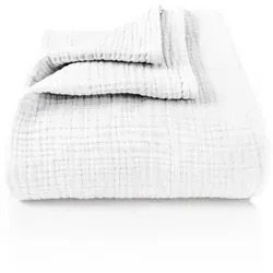 Laynenburg Tagesdecke Musselin aus 100% Baumwolle - Bettdecken, hochwertige Kuscheldecke aus 100% Baumwolle, ideal als Sommerdecke oder stilvoller Überwurf für Bett und Couch in elegantem Weiß.