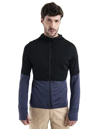 Icebreaker Men Merino 200 Realfleece Descender LS Zip Hoodie Bl/Grph/Cb (Auslauf (Auslaufware) (XL)