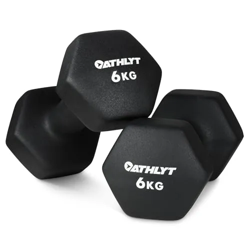 Athlyt Unisex's Neoprene Dip Dumbbell, Black, 2 x 6 kg | Dumbell set
