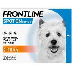 FRONTLINE SPOT ON Hund S - Tiergesundheit, effektiver Schutz gegen Flöhe, Zecken und Haarlinge für Hunde von 2-10 kg, wirkt bis zu 8 Wochen und schützt vor Flohstichallergie.