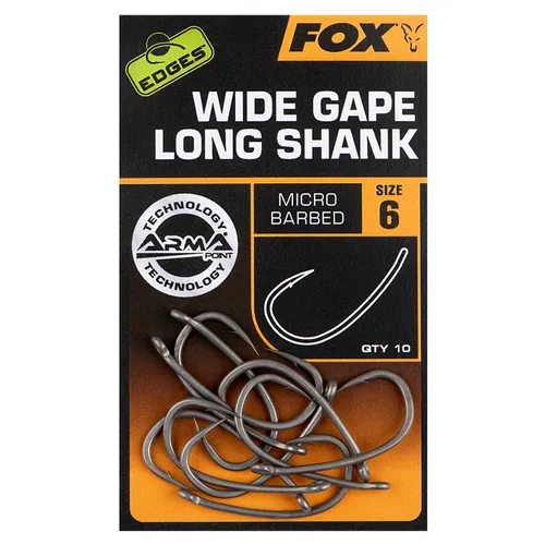 Fox Edges Armapoint Super Wide Gape Long Shank Hooks - 10 Haken, Größe:7