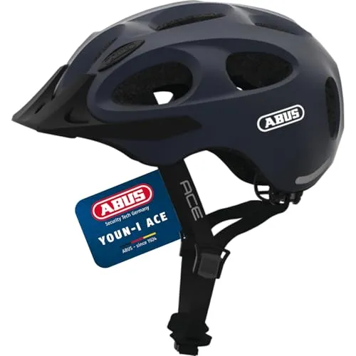 ABUS Stadthelm Youn-I ACE - Fahrradhelm mit LED-Rücklicht für Damen und Herren - Dunkelblau, Größe M - Fahrradhelme mit integriertem LED-Rücklicht für optimale Sichtbarkeit und Sicherheit im Stadtverkehr. Ideal für einen modernen Lifestyle!