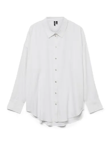 Vero Moda Langarmbluse VMNORA LS OVERSIZE SHIRT WVN GA NOOS - Hemdblusen in Gr. XS (34) in Bright White, mit weiten Schnitt und luftigem Webstoff für hohen Tragekomfort.