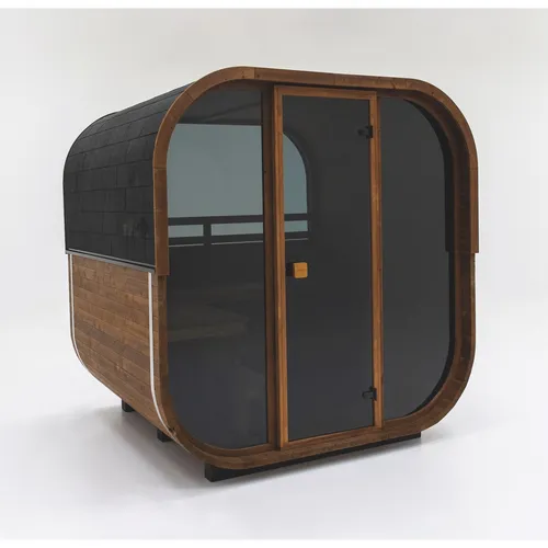 Hekla Cube 210 Außensauna aus Thermo-Fichte - Geräumige Würfelsauna (210 x 235 x 225 cm) aus hochwertiger Thermo-Fichte, ideal für entspannende Momente im Freien.