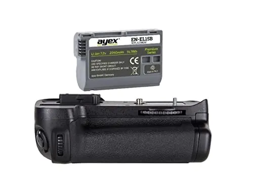 ayex Batteriegriff Kompatibel mit Nikon D7100 D7200 ähnlich MB-D15 + 2X EN-EL15B Akku Optimal für Hochformat-Aufnahmen