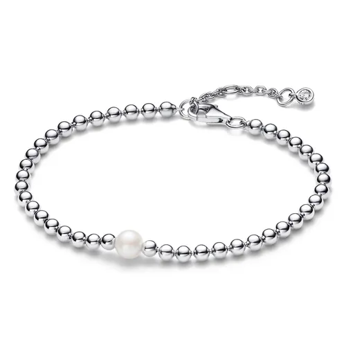 Pandora Silberarmband mit Süßwasser-Zuchtperle - Silberarmband aus 925er Sterlingsilber mit glänzenden Zirkonia und edler Süßwasser-Zuchtperle, ideal für elegante Anlässe.