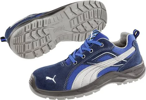 PUMA Omni Blue Low SRC 643610-43 Sicherheitsschuh S1P - Arbeitsschutzschuh in Größe 43, atmungsaktiv mit PU-Laufsohle für hohe Rutschfestigkeit und optimalen Komfort dank ergonomischem Fußbett und Stahlkappe.