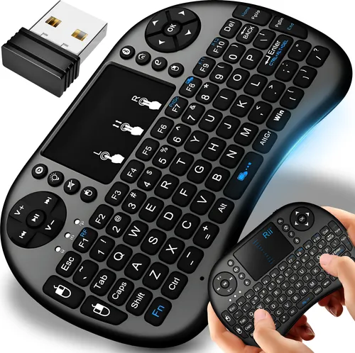Kabelloses Mini Tastatur für Android TV BOX Smart TV PC Notebook Wireless Touch Touchpad Maus Handheld Keyboard QWERTY Minitastatur Drahtlose 2,4 GHz Retoo