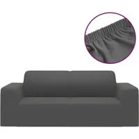 vidaXL Stretch Sofahusse 2-Sitzer Anthrazit - Hussen für 2-Sitzer-Sofas, schützend und stilvoll. Dehnbare Polyester-Jersey-Husse schützt vor Flecken und Tierhaaren, passt auf Sofas von 145-185 cm und ist maschinenwaschbar.