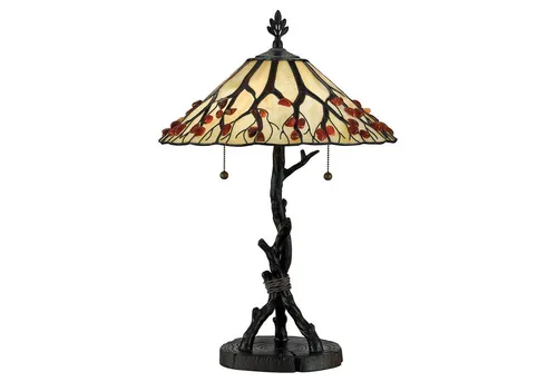 Licht-Erlebnisse Tischleuchte WALID, ohne Leuchtmittel, Handarbeit Tiffany Stil 62,9 cm hoch Zugschalter 2x E27