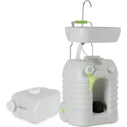 Stagecaptain PSW-45 Quixie Portables Waschbecken Deluxe Set - Mobiles Waschbecken für Festivals und Camping, mit höhenverstellbarem Waschtisch und mechanischer Wasserpumpe für unabhängige Nutzung, inkl. 45L Frischwassertank und Abwasser-Auffangbehälter.