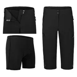 Bergson Fahrradhose VINA Capri Damen 3/4 Radhose 2in1 - Robuste 3/4 Radhose für Damen mit gepolsterter Innenhose, ideal für komfortable Fahrradtouren. Der elastische Stoff sorgt für optimale Bewegungsfreiheit und ist perfekt für den Radsport geeignet.