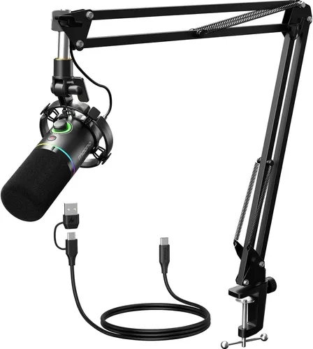 MAONO PD200XS dynamisches Mikrofon schwarz - Mikrofon mit RGB-Beleuchtung, ideal für Gamer und Streamer. Genießen Sie kristallklaren Klang und vielseitige Anschlussmöglichkeiten für höchste Audioqualität.