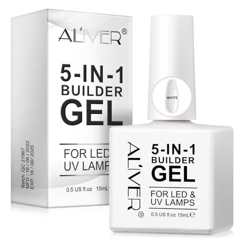 P-Beauty 5-in-1 Nagelaufbau Gel, stärkendes Builder | Aufbaugel Nägel, Nail UV LED Gel, Unterlack, Nagellack, Gelnägel, Nail Art Design | dauerhafte Nagelstärkung & Verlängerung | Weiß 1x15ml