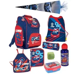 Disney Cars Schulranzen Set für Jungen - 9-teiliges Set mit Schultüte - Cooler Schulranzen mit ergonomischem Design, leicht und geräumig für alle Schulutensilien. Inklusive Federmappe, Trinkflasche und Zuckertüte - perfekt für den Schulstart!