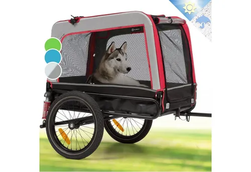 KLARFIT Fahrradkinderanhänger Husky Vario 2-in-1 Hundeanhänger, Rot - 2-in-1 Hundeanhänger und Kinderanhänger, ideal für aktive Familien. Robustes Stahlrohrgestell und sicherer Transport für Ihre Lieblinge.