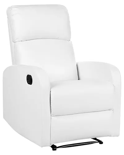 BELIANI Fernsehsessel Weiß Kunstleder mit USB-Port - Moderne Relaxsessel für Ihr Wohnzimmer, manuell verstellbar mit integrierter USB-Ladefunktion – ideal für entspannte Stunden!