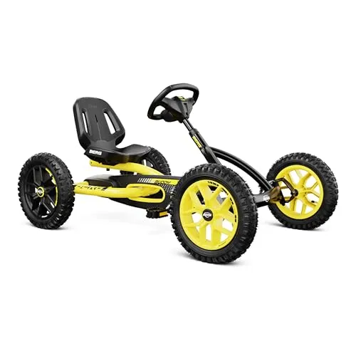 BERG Buddy Cross Pedal GoKart | Tretfahrzeug mit BFR-System und Luftreifen - Tretfahrzeug für Kinder im Alter von 3-8 Jahren, ausgestattet mit einem robusten Metallrahmen, verstellbarem Sitz und Lenkrad sowie einem einzigartigen BFR-System für müheloses Bremsen und Rückwärtsfahren.