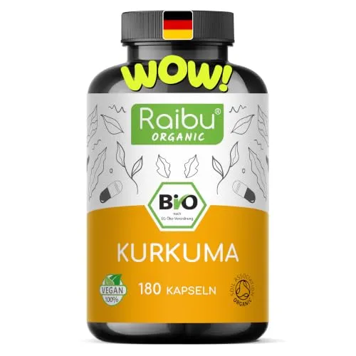 BIO Kurkuma Kapseln hochdosiert - 180 Kapseln mit 3000mg Curcuma - Pflanzliches Ergänzungsmittel Kurkuma, hochdosiert mit 3000mg pro Tagesdosis, in Deutschland produziert und vegan – ideal für deine tägliche Ernährung.