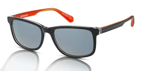 Superdry SDS-5029 Herren Sonnenbrille 104 Black-Orange/Silver Mirror, Schwarz