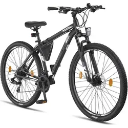 Licorne Bike Mountainbike Effect Premium - 29 Zoll, Schwarz/Weiß mit Disc-Bremse - Mountainbike für anspruchsvolle Fahrer, ideal für Trail und Gelände, mit 29 Zoll Laufrädern und 2xDisc-Bremse für optimale Sicherheit und Kontrolle.
