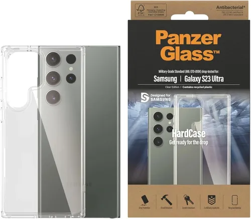 PanzerGlass Schutzhülle für Samsung Galaxy S23 Ultra - Transparent, schlanker Schutz mit antimikrobieller Beschichtung und kabelloser Ladefähigkeit