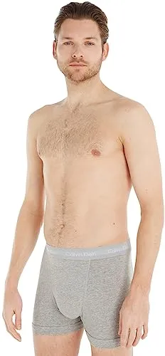Calvin Klein Herren 3er Pack Boxershorts Trunks Unterwäsche, Grau (Grey Heather), L
