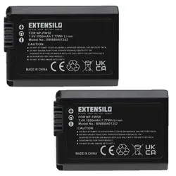 EXTENSILO 2X Akku kompatibel mit Sony Alpha A6000, A6300, A7R II, A6400, A7r ILCE-7K Kamera (1050mAh, 7,4V, Li-Ion)