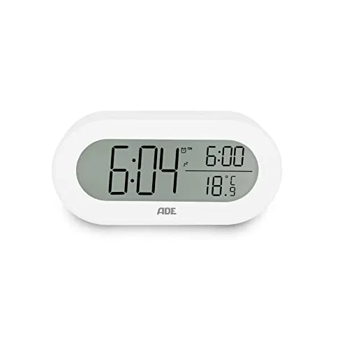 ADE Digitaler Wecker CK2134 | Tickenlos mit Temperaturanzeige und Licht - Praktischer Wecker ohne Ticken mit großen, gut lesbaren Ziffern. Inklusive Temperaturanzeige und Snooze-Funktion für sanftes Wecken. Ideal für Schlafzimmer und Reisen.