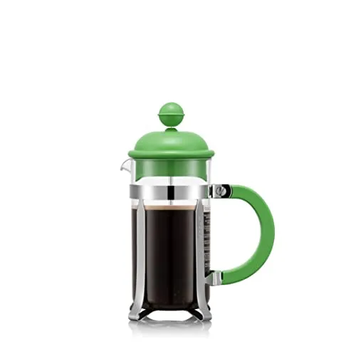 Bodum Kaffeebereiter "Caffettiera" in Grün - 350 ml - Klassische Pressstempelkannen für bis zu 3 Tassen. Hitzebeständiges Borosilikatglas mit Edelstahl und Kunststoff. Kein Nachkauf von Papierfiltern nötig – ideal für Kaffeeliebhaber.