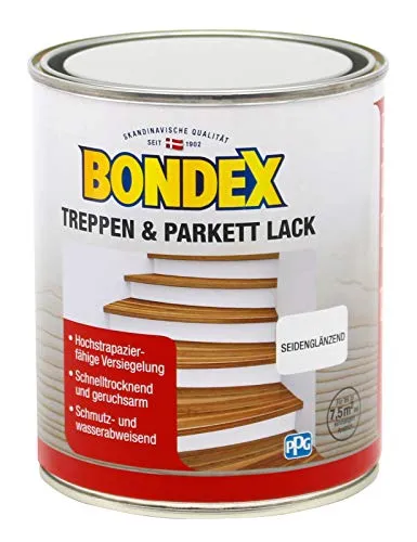 BONDEX Treppen & Parkett Lack seidenglänzend 0,75 L - Lack für Parkett und Treppen mit seidenglänzendem Finish, schützt vor Abnutzung und verleiht einen eleganten Look.
