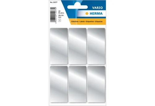 HERMA Etikettenpapier Herma Etiketten permanent haftend 26 x 54 mm silber 3 Bl 18 Etik.